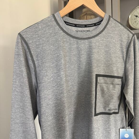Outerknown Active Apex Heather Grey Long Sleeve Shirt XXL NEW Performance Pocket - Picture 2 of 6